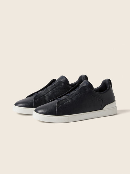 Zegna Deerskin Triple Stitch Navy Blue