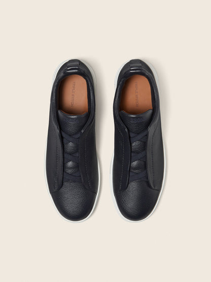 Zegna Deerskin Triple Stitch Navy Blue
