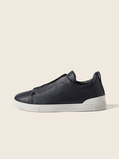 Zegna Deerskin Triple Stitch Navy Blue